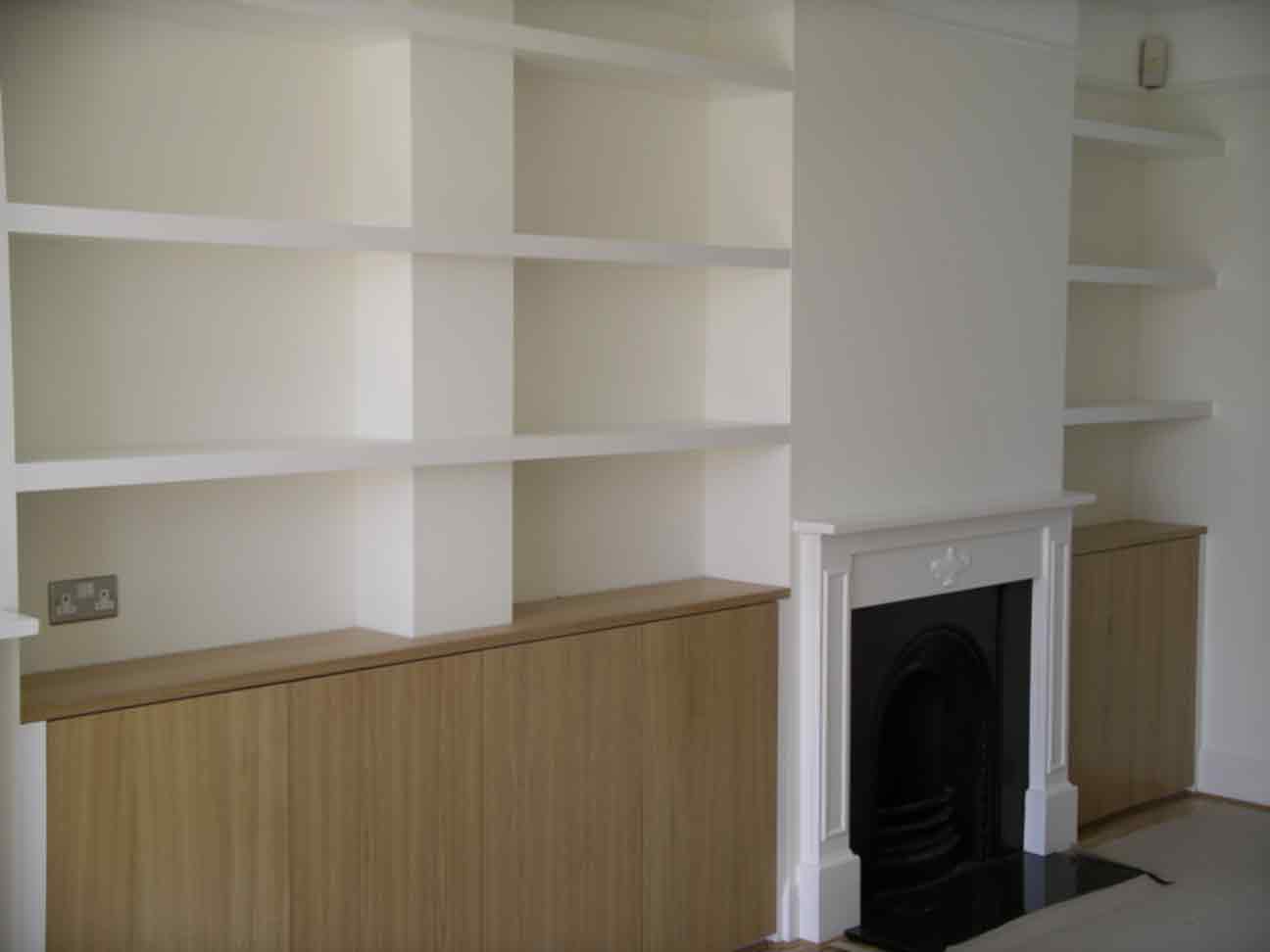 carpentry example shelving in living room